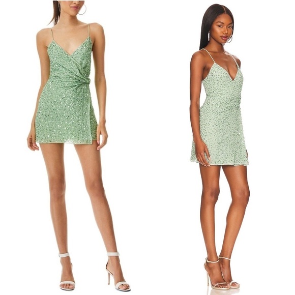Alice Olivia Celestine Embellished Wrap Minidress
